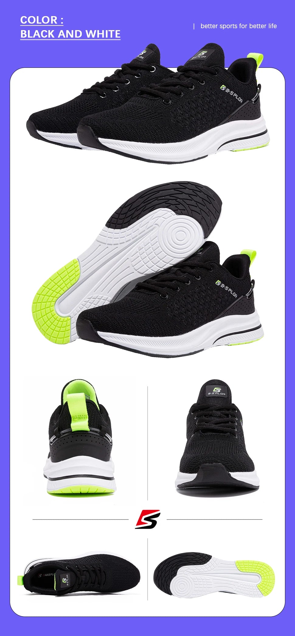 Baasploa Lightweight Running Shoes For Men New Men's Designer Mesh Casual Sneakers Lace-Up Male Outdoor Sports Tennis Shoes