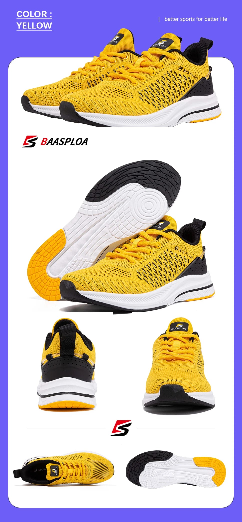 Baasploa Lightweight Running Shoes For Men New Men's Designer Mesh Casual Sneakers Lace-Up Male Outdoor Sports Tennis Shoes