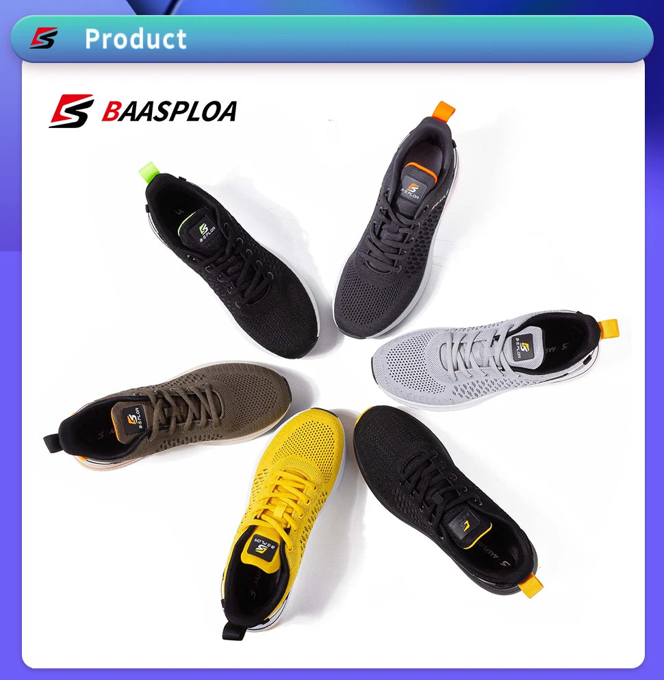 Baasploa Lightweight Running Shoes For Men New Men's Designer Mesh Casual Sneakers Lace-Up Male Outdoor Sports Tennis Shoes