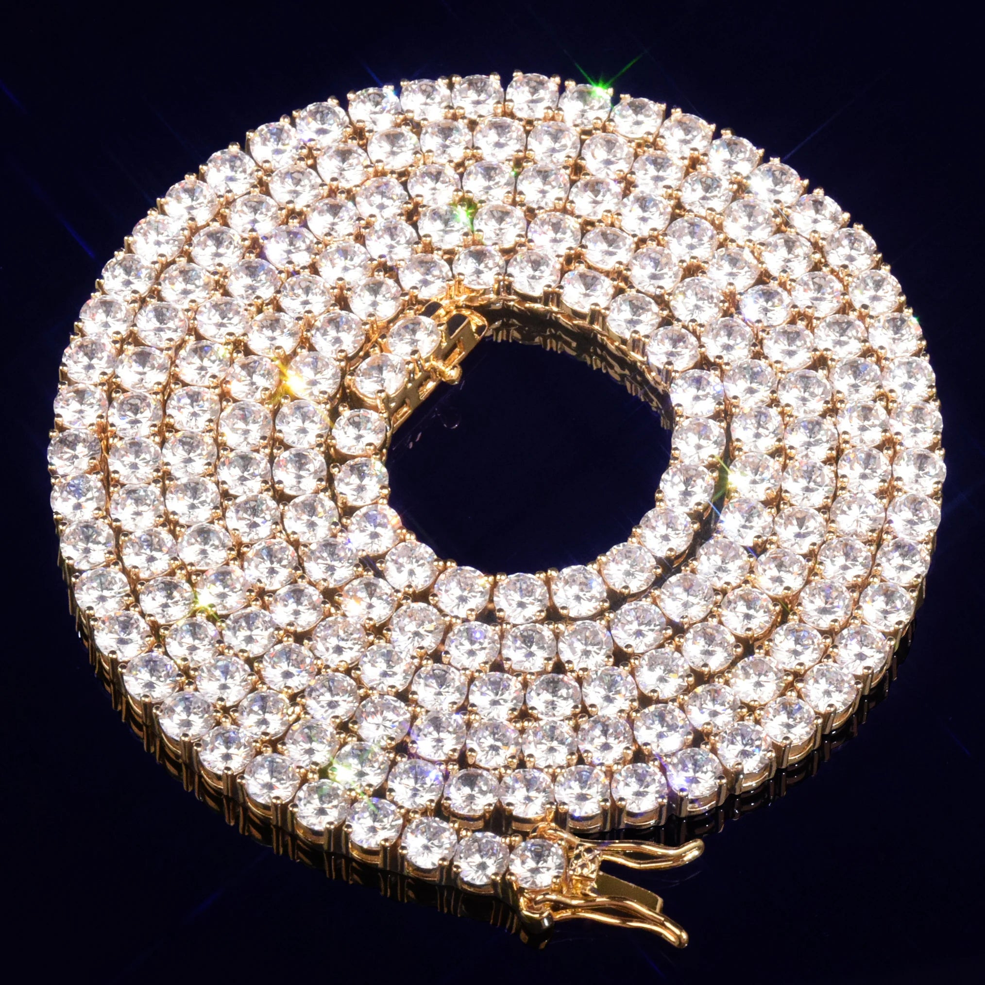 Gold Color Tennis Chain 4mm 5mm 6mm One Row Zircon Necklace Link For Men Women Hip Hop Jewelry