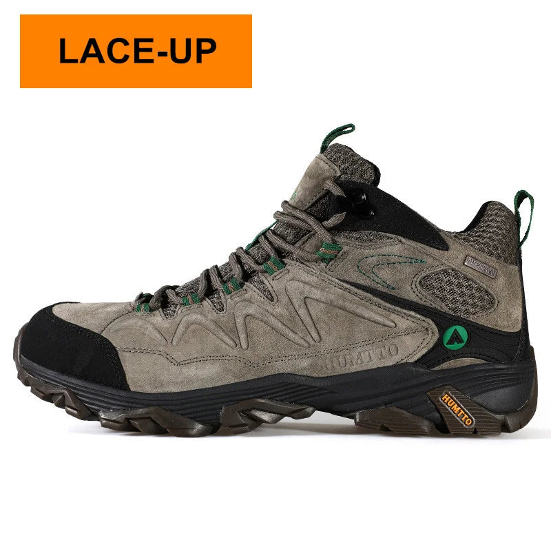 HUMTTO Waterproof Hiking Shoes Leather Trekking Boots Outdoor Sneakers for Men Male Camping Hunting Mens Tactical Ankle Boots
