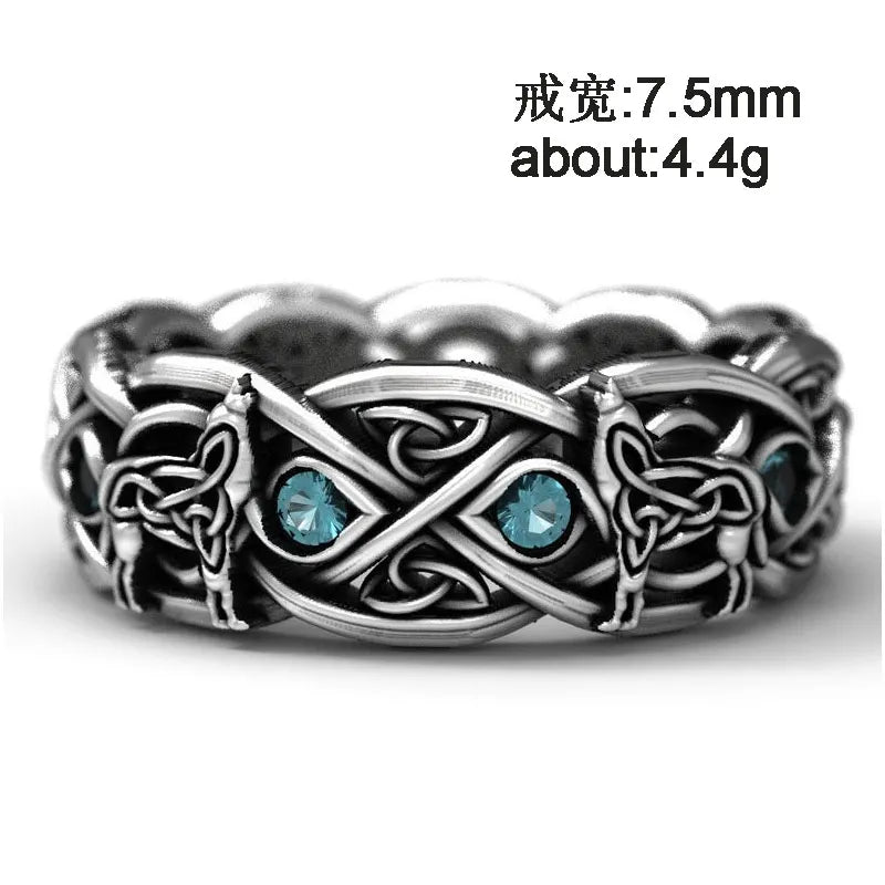 Huitan Viking Nordic Mythology Giant Wolf Men Ring Defense Totem Wolf Fashion Hip Hop Rock Unisex Finger Ring Punk Gift