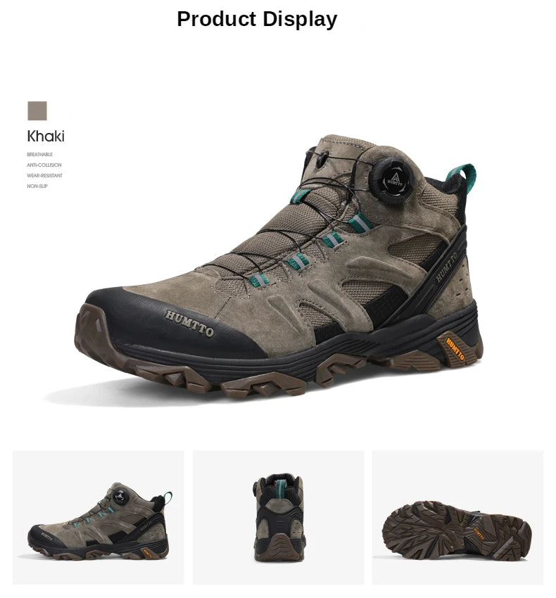 HUMTTO Waterproof Hiking Shoes Leather Trekking Boots Outdoor Sneakers for Men Male Camping Hunting Mens Tactical Ankle Boots