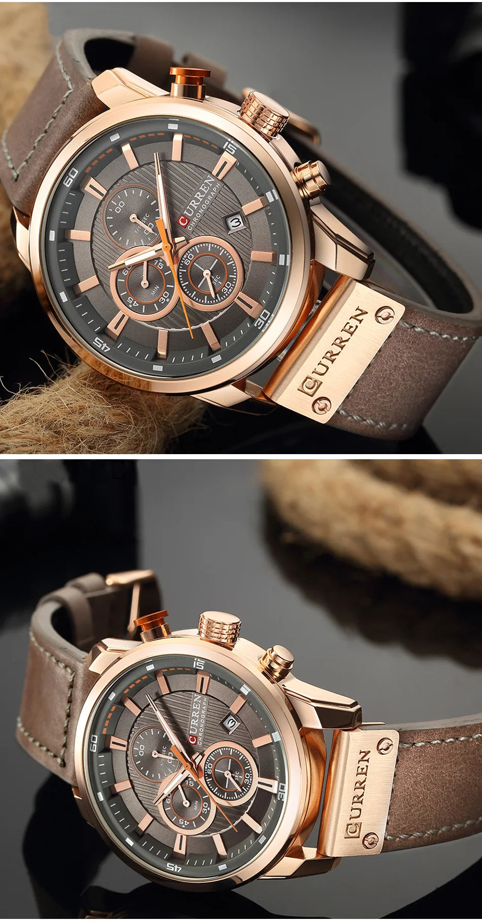 CURREN Brand Watch Men Leather Sports Watches Men's Army Military Quartz Wristwatch Chronograph Male Clock Relogio Masculino