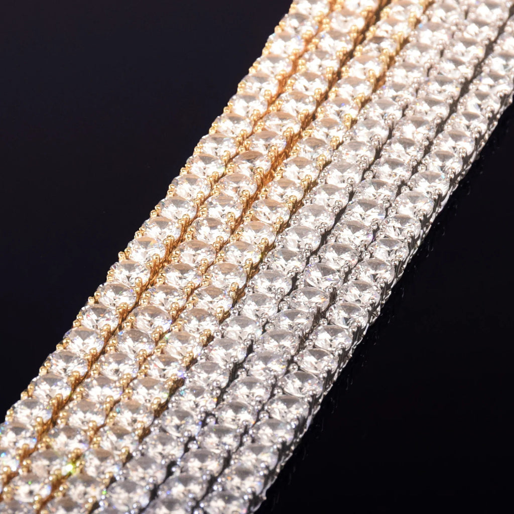 Gold Color Tennis Chain 4mm 5mm 6mm One Row Zircon Necklace Link For Men Women Hip Hop Jewelry