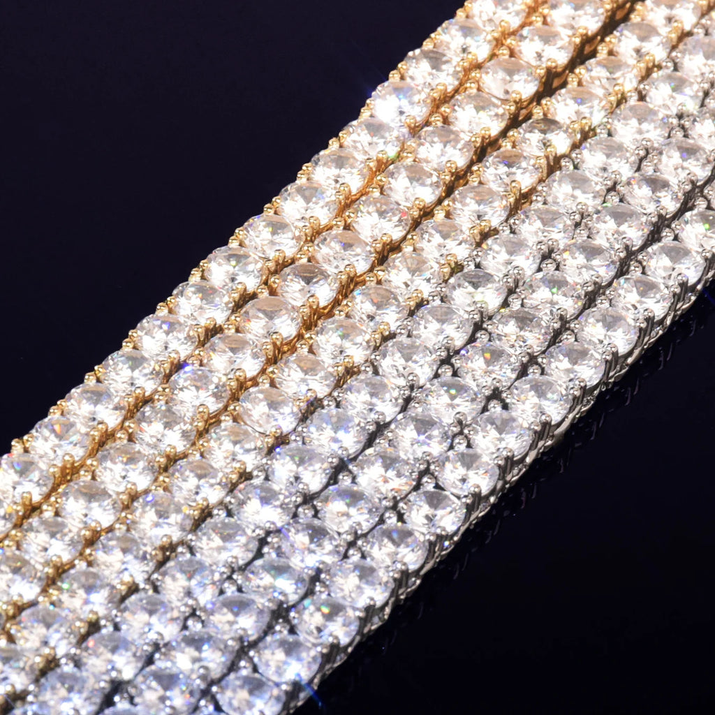 Gold Color Tennis Chain 4mm 5mm 6mm One Row Zircon Necklace Link For Men Women Hip Hop Jewelry