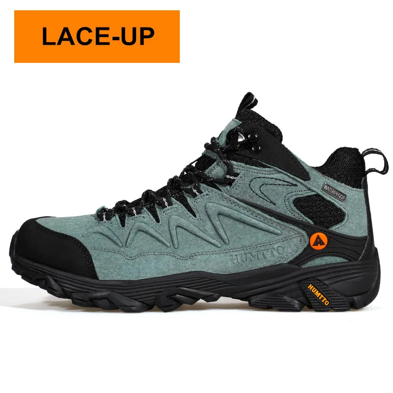 HUMTTO Waterproof Hiking Shoes Leather Trekking Boots Outdoor Sneakers for Men Male Camping Hunting Mens Tactical Ankle Boots
