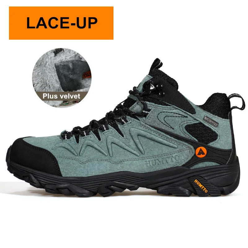 HUMTTO Waterproof Hiking Shoes Leather Trekking Boots Outdoor Sneakers for Men Male Camping Hunting Mens Tactical Ankle Boots