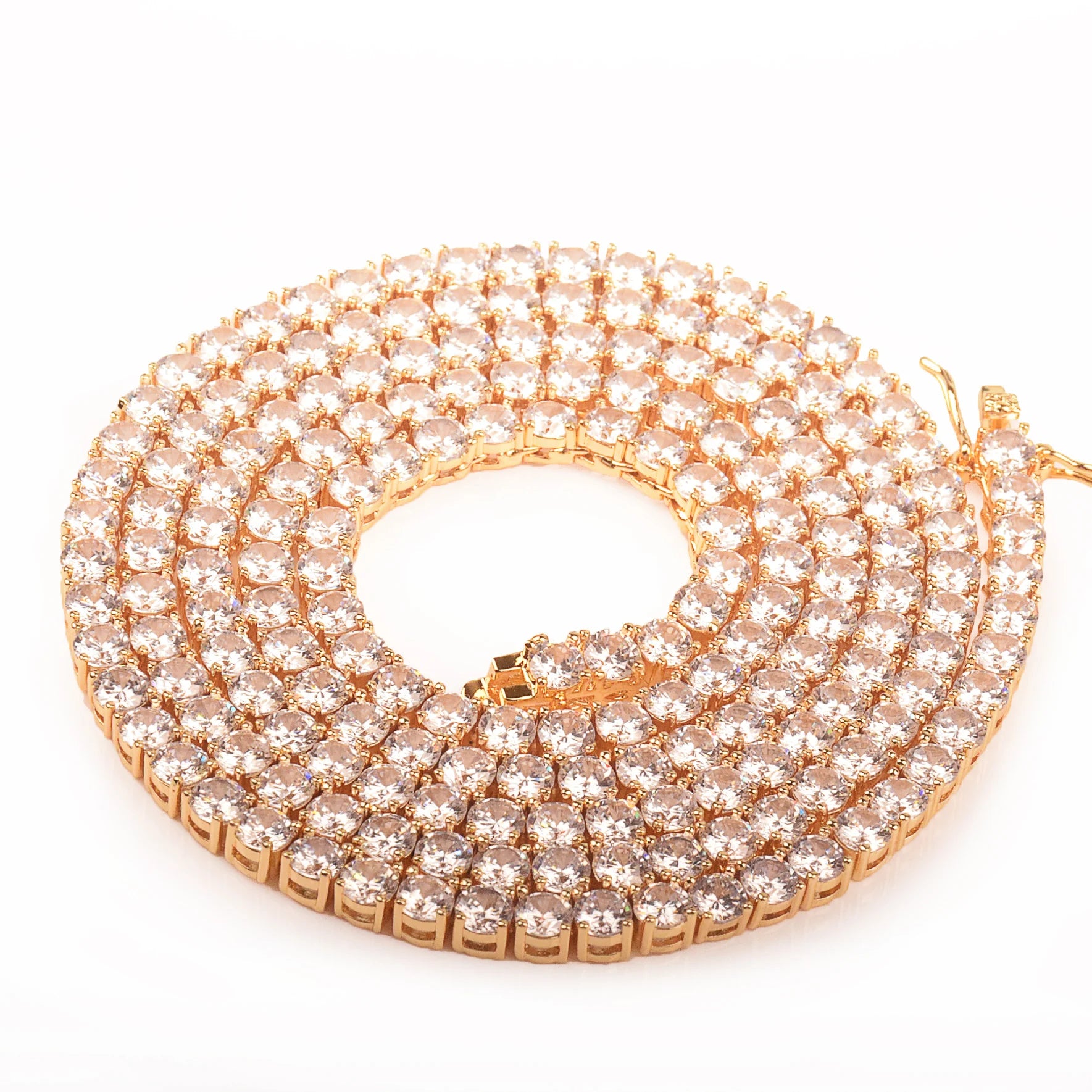 Gold Color Tennis Chain 4mm 5mm 6mm One Row Zircon Necklace Link For Men Women Hip Hop Jewelry