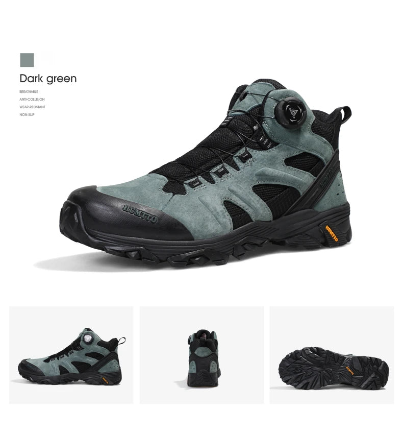 HUMTTO Waterproof Hiking Shoes Leather Trekking Boots Outdoor Sneakers for Men Male Camping Hunting Mens Tactical Ankle Boots
