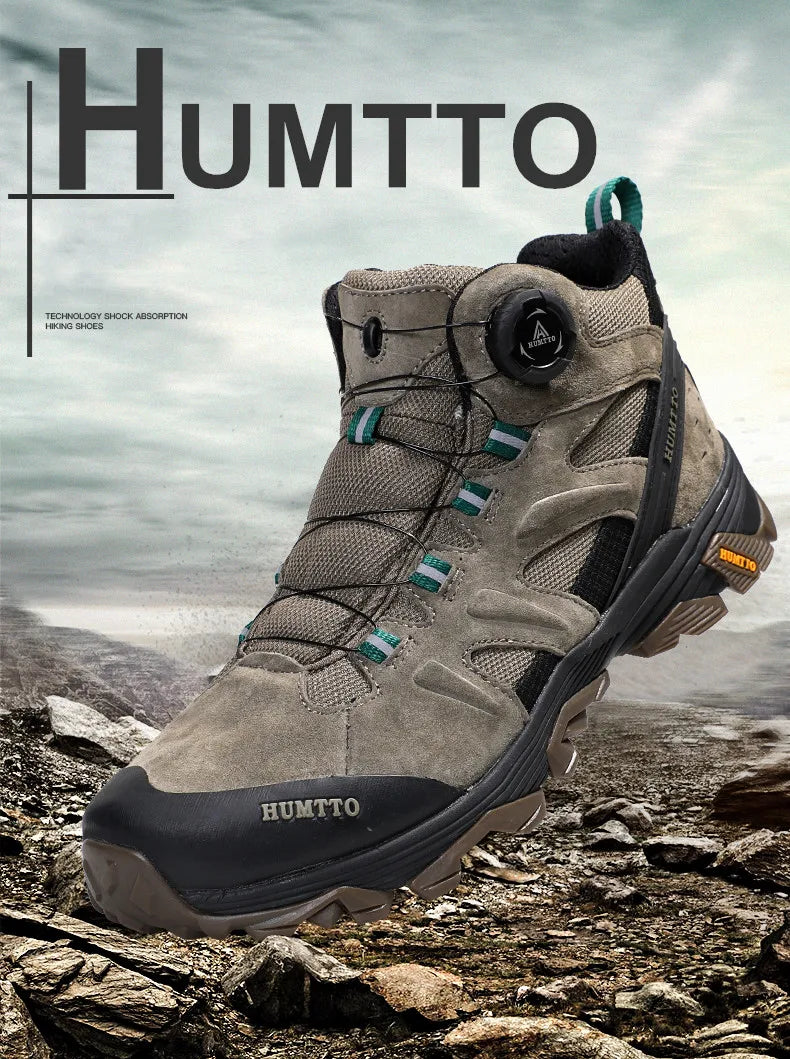 HUMTTO Waterproof Hiking Shoes Leather Trekking Boots Outdoor Sneakers for Men Male Camping Hunting Mens Tactical Ankle Boots