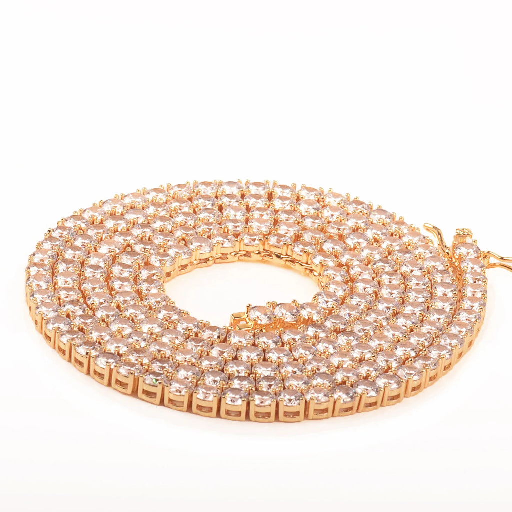 Gold Color Tennis Chain 4mm 5mm 6mm One Row Zircon Necklace Link For Men Women Hip Hop Jewelry