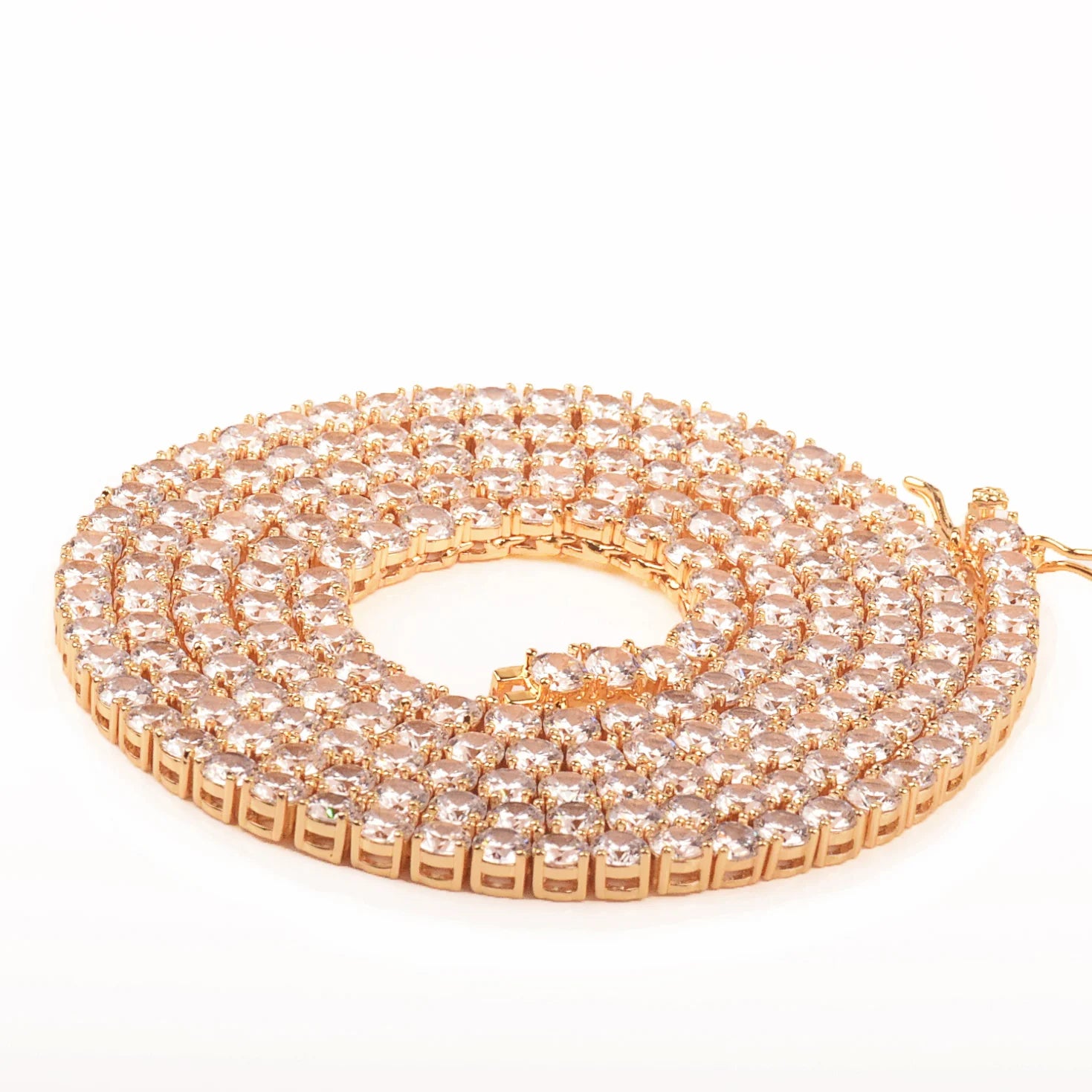 Gold Color Tennis Chain 4mm 5mm 6mm One Row Zircon Necklace Link For Men Women Hip Hop Jewelry
