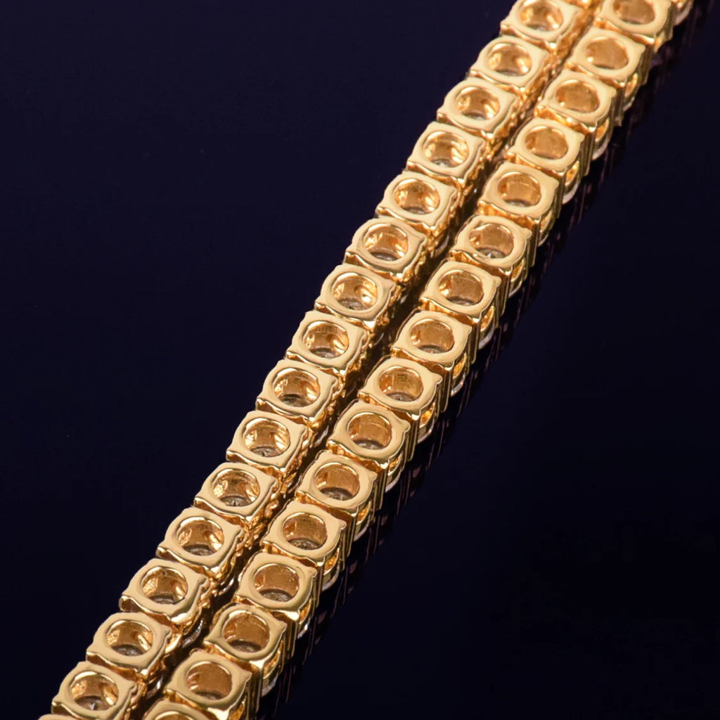 Gold Color Tennis Chain 4mm 5mm 6mm One Row Zircon Necklace Link For Men Women Hip Hop Jewelry