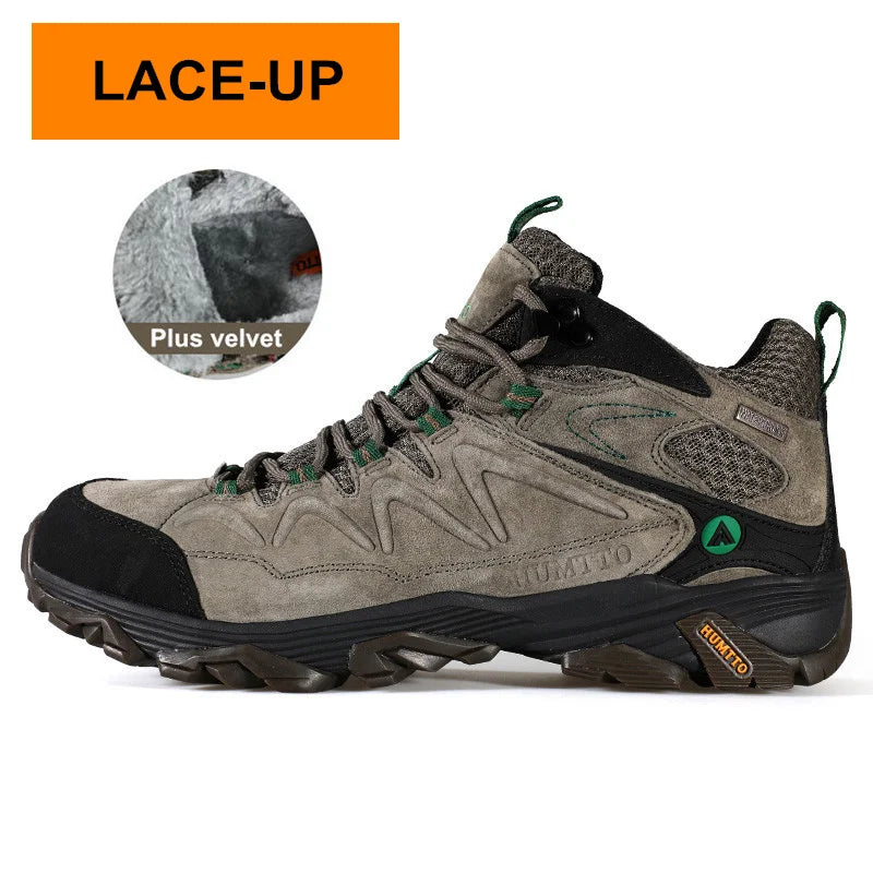 HUMTTO Waterproof Hiking Shoes Leather Trekking Boots Outdoor Sneakers for Men Male Camping Hunting Mens Tactical Ankle Boots