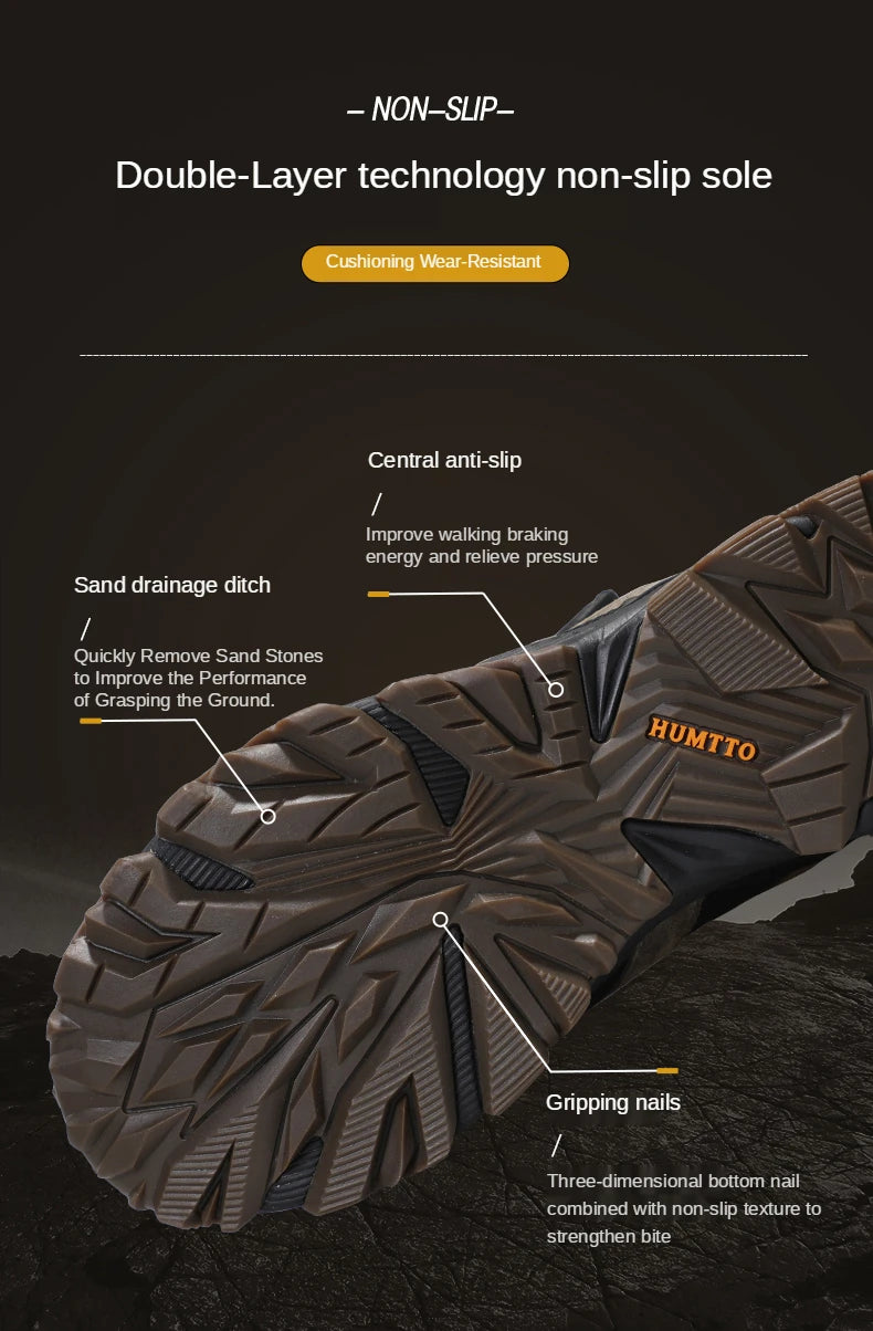HUMTTO Waterproof Hiking Shoes Leather Trekking Boots Outdoor Sneakers for Men Male Camping Hunting Mens Tactical Ankle Boots