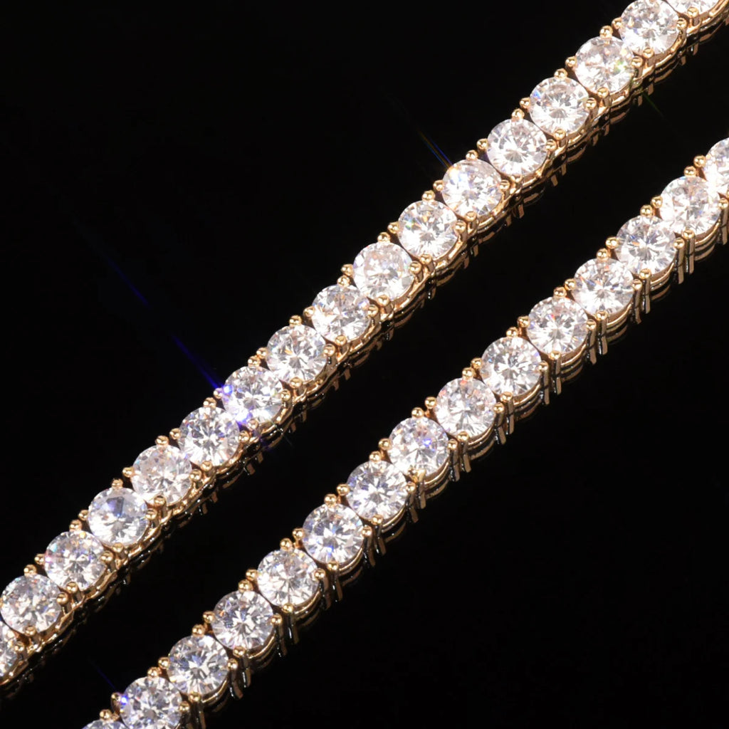 Gold Color Tennis Chain 4mm 5mm 6mm One Row Zircon Necklace Link For Men Women Hip Hop Jewelry