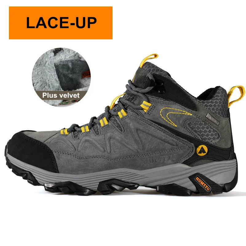 HUMTTO Waterproof Hiking Shoes Leather Trekking Boots Outdoor Sneakers for Men Male Camping Hunting Mens Tactical Ankle Boots