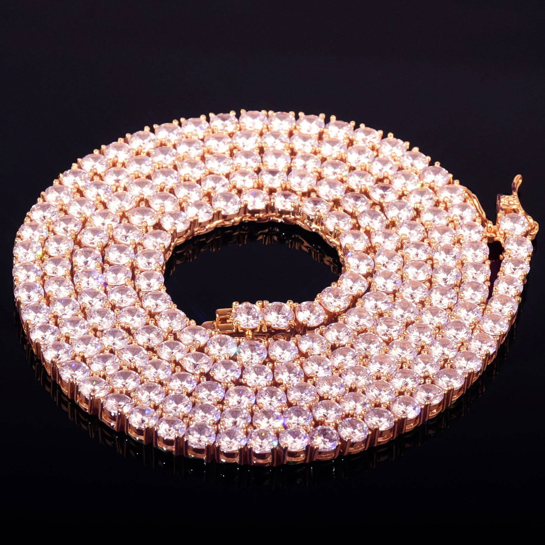 Gold Color Tennis Chain 4mm 5mm 6mm One Row Zircon Necklace Link For Men Women Hip Hop Jewelry