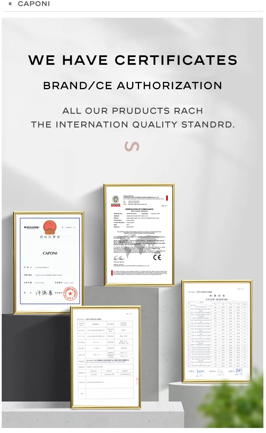 CAPONI Nylon Polarized Sunglasses High Quality Acetate Square Flat Design Sun Glasses For Men UV400 Protect Black Shades CP7499