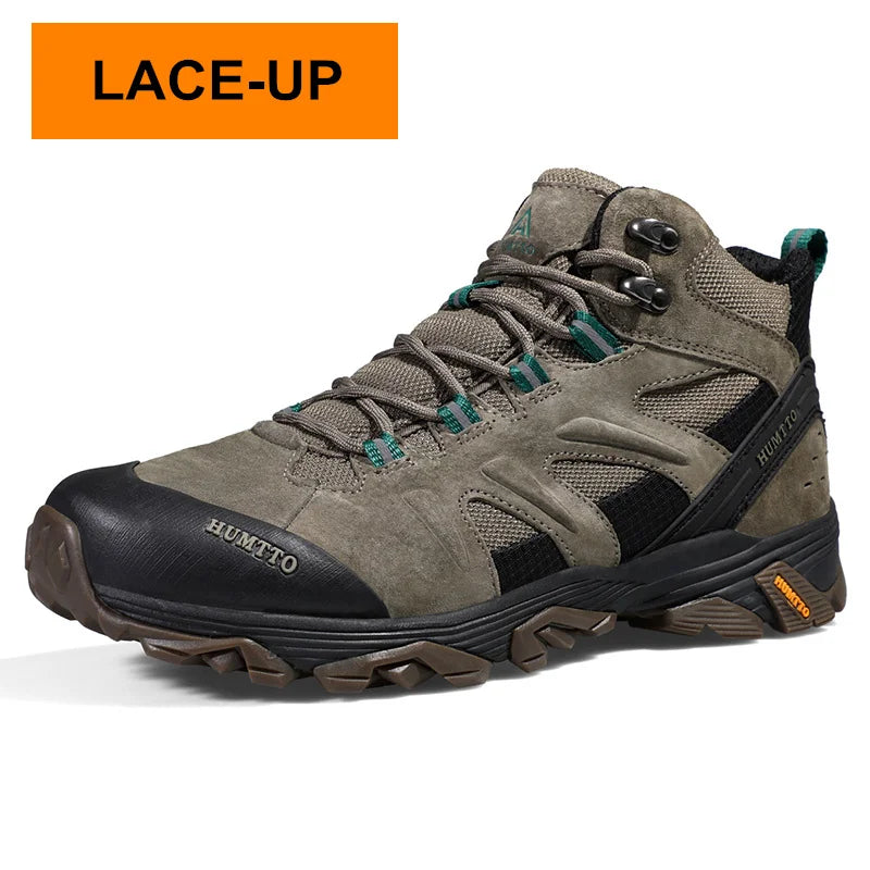 HUMTTO Waterproof Hiking Shoes Leather Trekking Boots Outdoor Sneakers for Men Male Camping Hunting Mens Tactical Ankle Boots