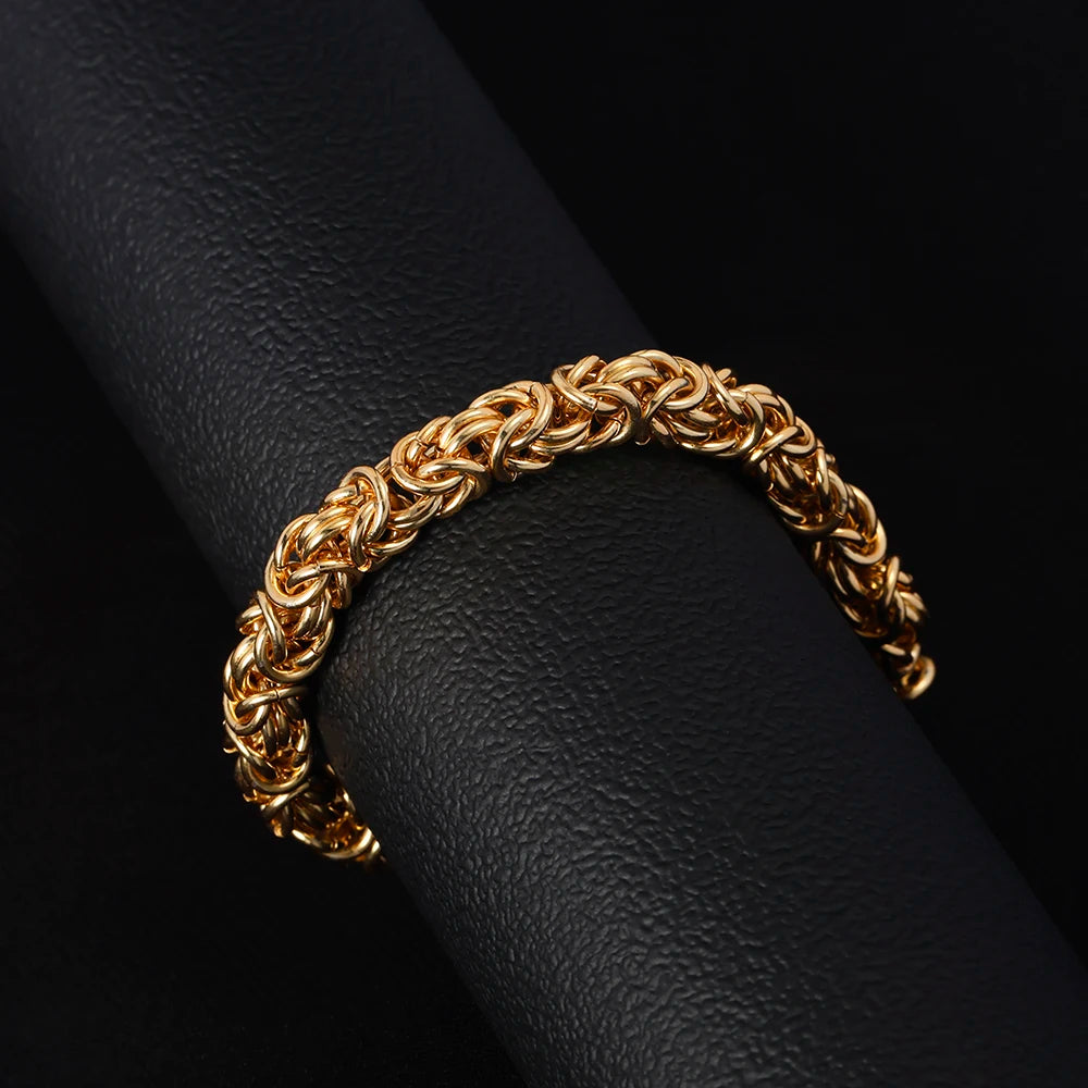 18K Gold Plated 8 Inches Braided Bracelet for Women Men 925 Sterling Silver Fashion Charm Couple Gift Jewelry Accessories USA