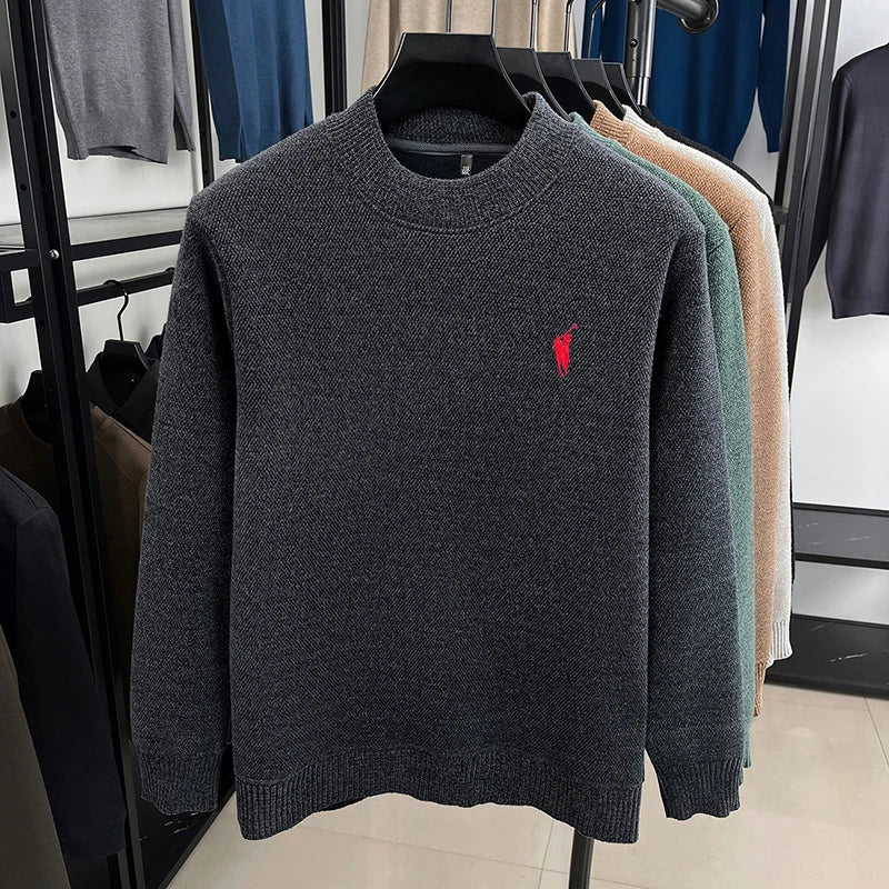 High-end designer new sweater men round neck fashion brand classic Paul embroidery luxury winter plush thick warm knit pullover