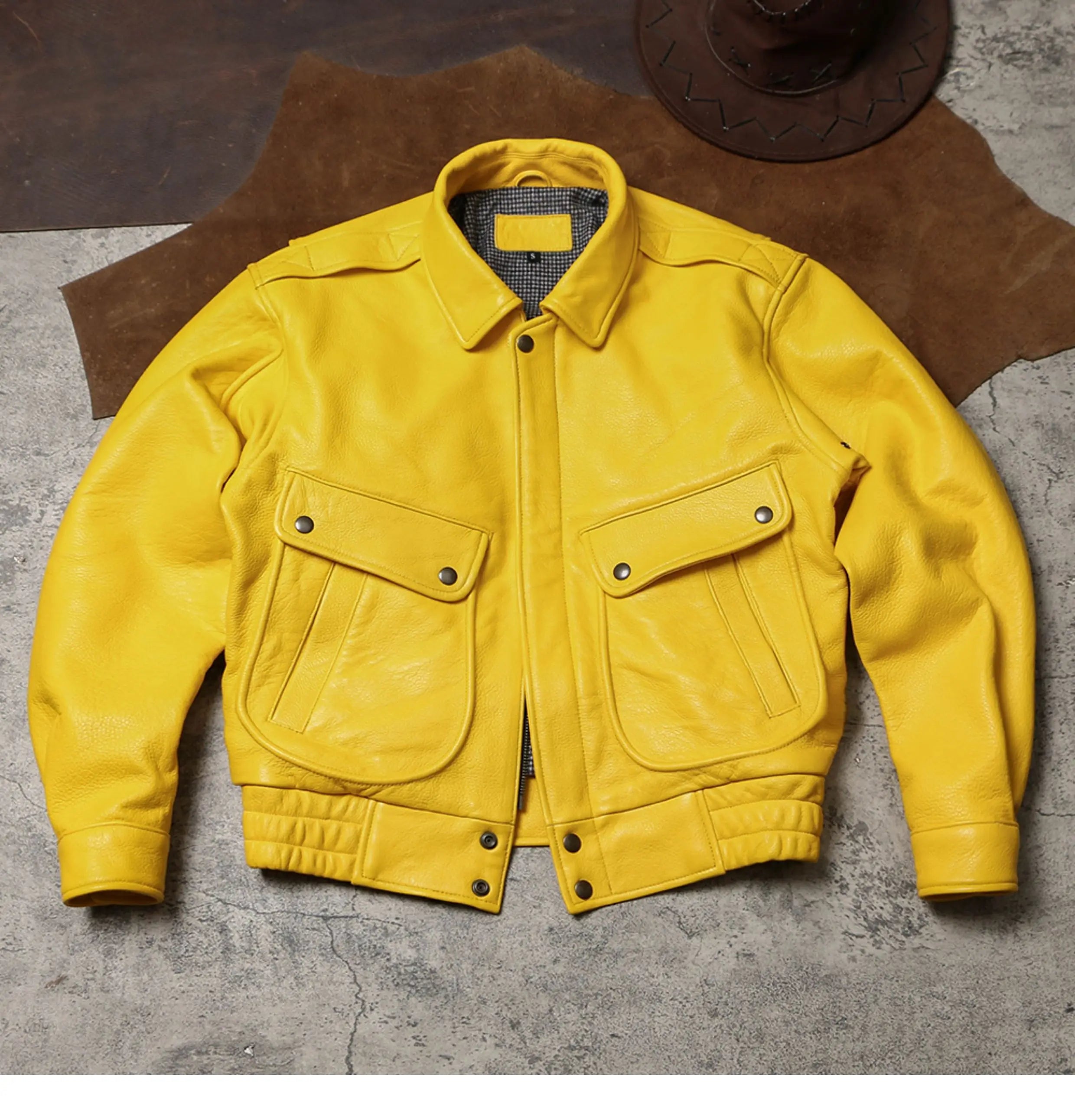 Mauroicardi Spring Autumn Cool Handsome Short Yellow Soft Pu Leather Jacket Men Turn-down Collar Luxury Designer Clothes 2025