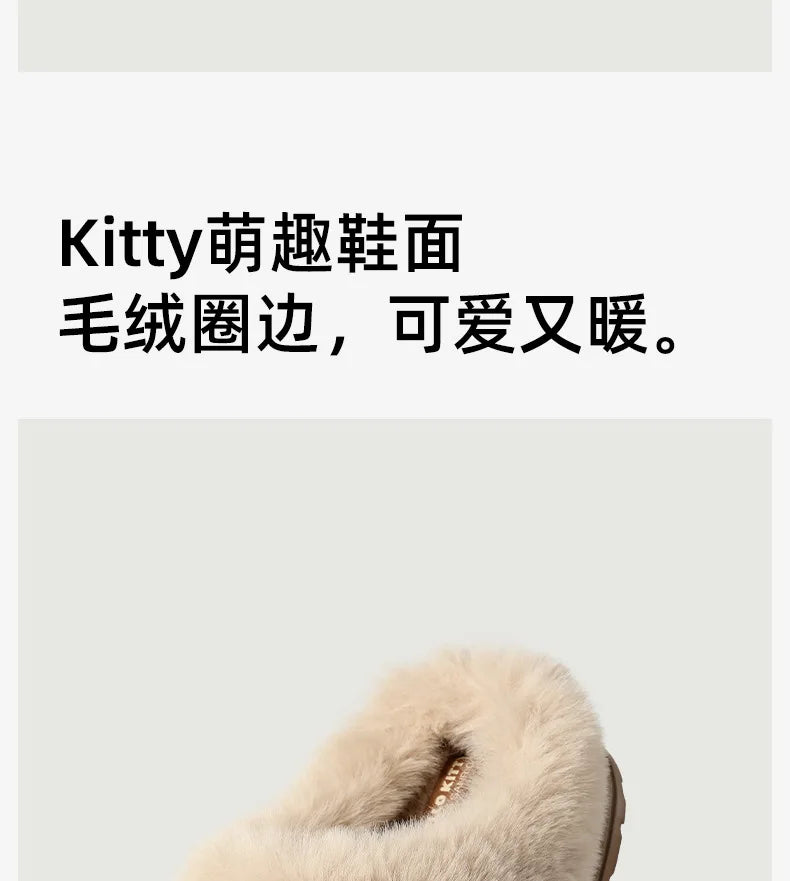 Autumn Winter Hello Kitty Slippers For Women Plush Kawaii Cute Sanrio Home Warm Cotton Slippers Cartoon Home Indoor Shoes Gifts