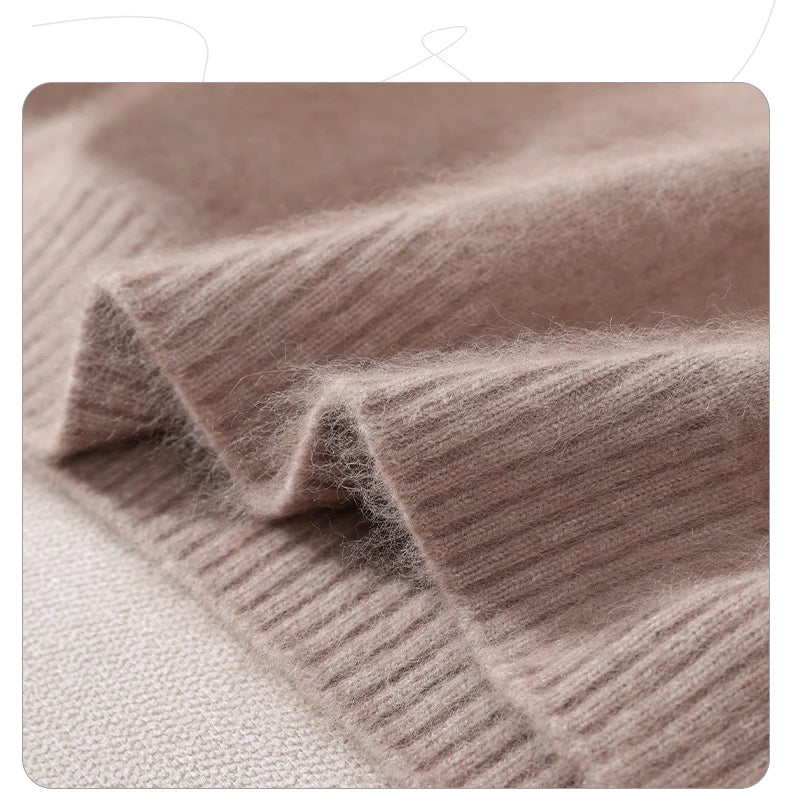 Autumn And Winter New 100% Mink Cashmere Sweater Ladies' High Lapel Solid Color Padded Pullover Wool Knitted Bottoming Shirt