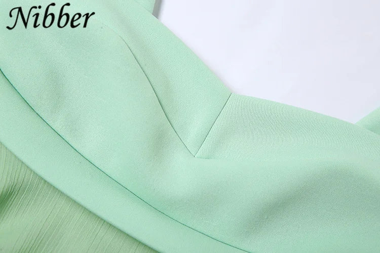 Nibber Vestidos Elegantes Para Mujer Solid Color Cutout Slim Sling Dress Sexy Backless Ruffle Dress Female2023