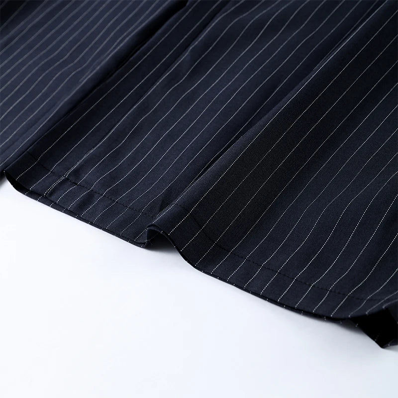 Casual Striped Loose Pants Women High Waist Pleated Straight Long Wide Leg Trousers Female 2025 Fashion Autumn Lady Bottoms