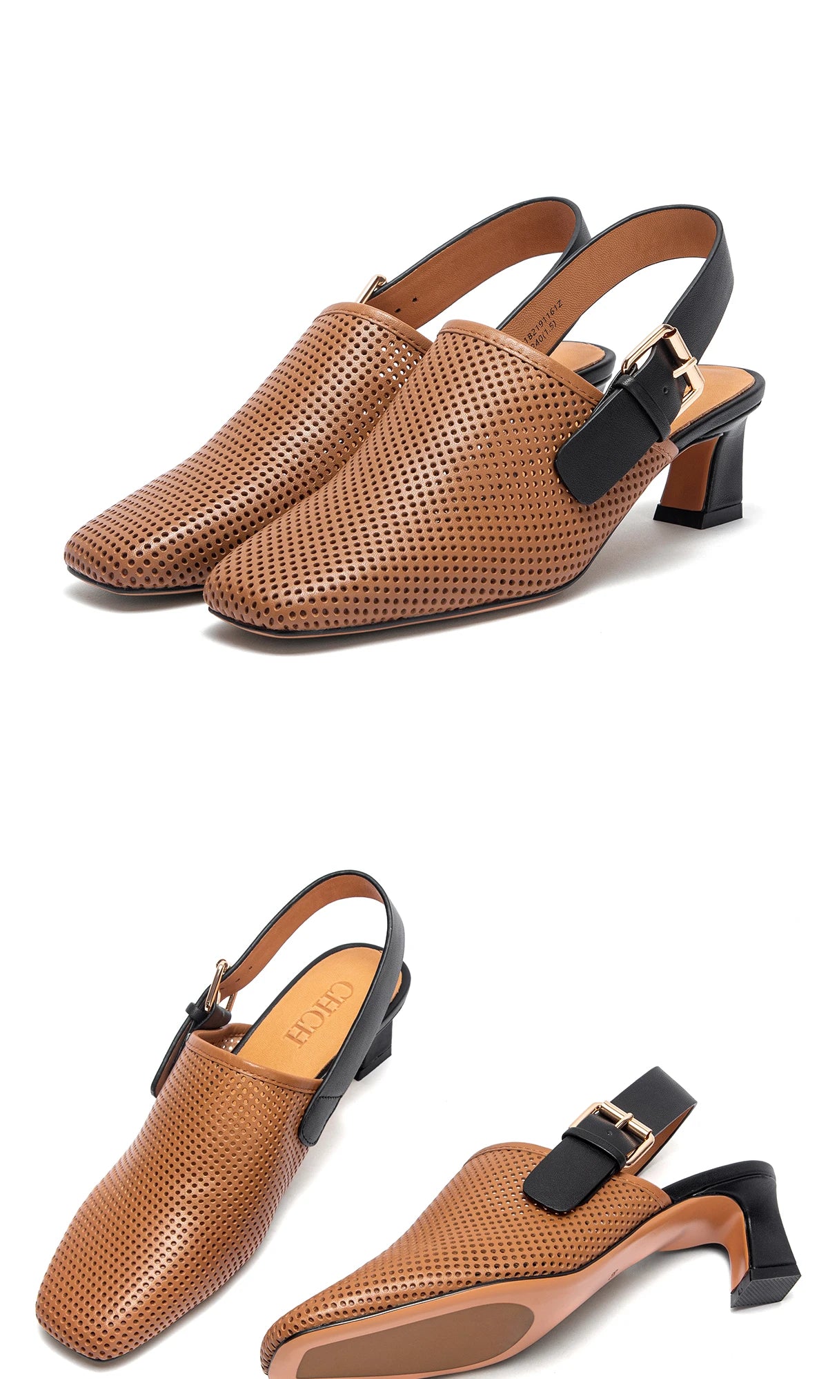 Luxury brand women's shoes summer sandals leather medium high heel hollow breathable temperament girls shoes 35-40 yards