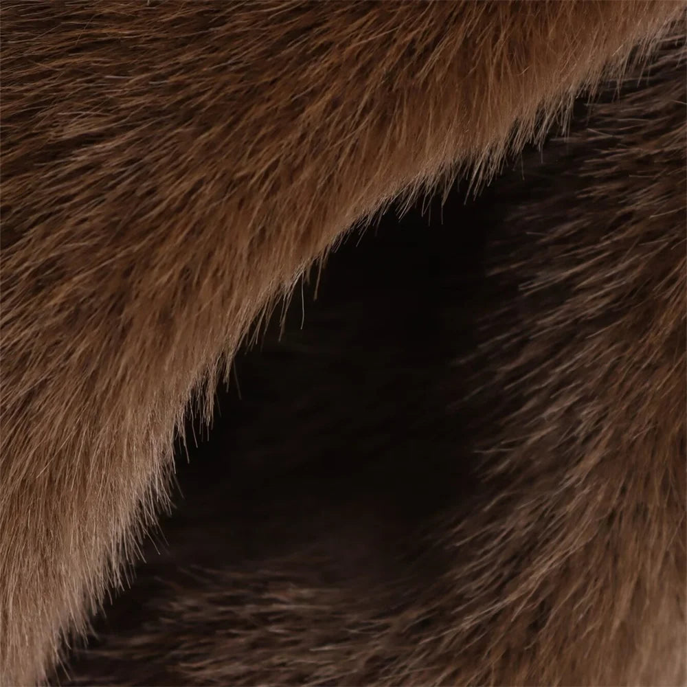 Loose lapel button embellished brown long sleeved jacket for women's autumn and winter collection