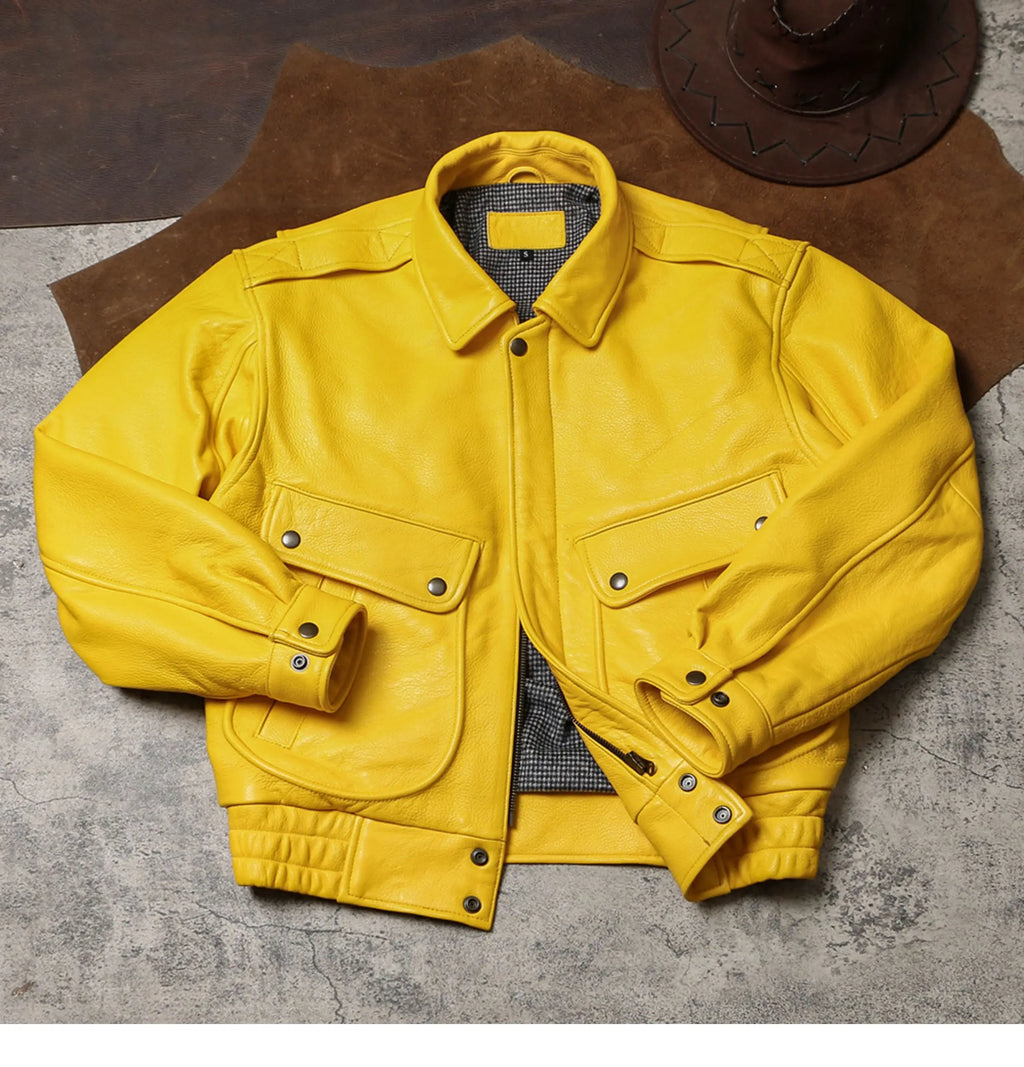Mauroicardi Spring Autumn Cool Handsome Short Yellow Soft Pu Leather Jacket Men Turn-down Collar Luxury Designer Clothes 2025
