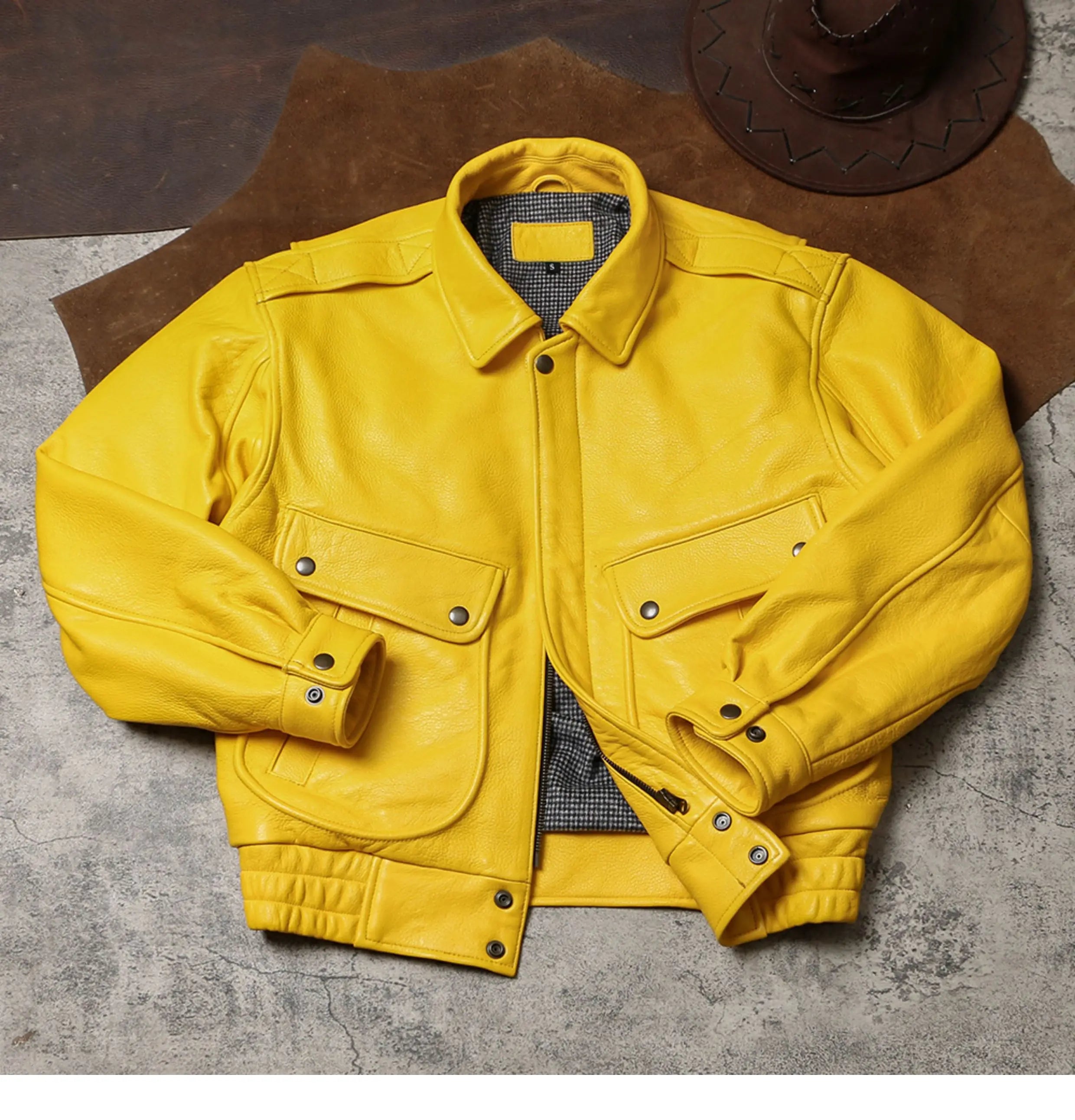 Mauroicardi Spring Autumn Cool Handsome Short Yellow Soft Pu Leather Jacket Men Turn-down Collar Luxury Designer Clothes 2025