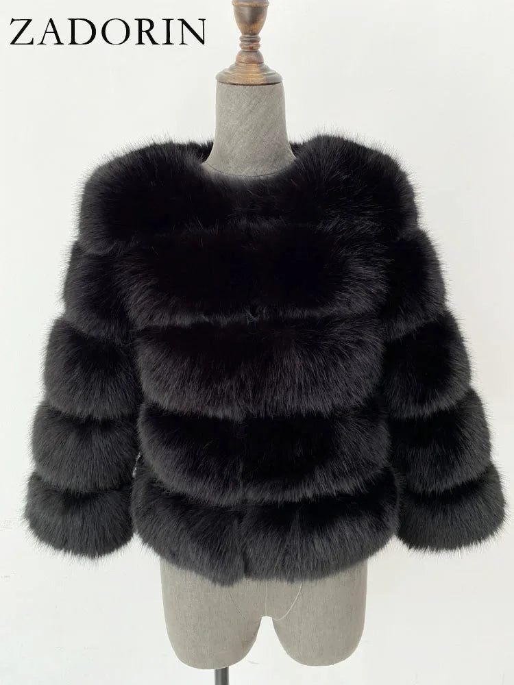 ZADORIN S-6XL Mink Coat Winter Black White Faux Fur Coat Woman Elegant Fluffy Faux Fur Jacket Top Short Fur Coats Woman Clothing