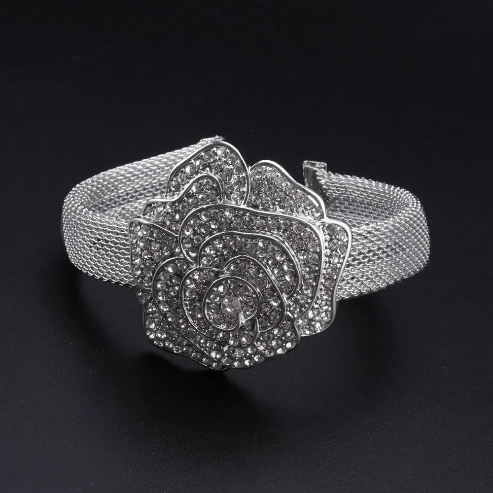 CYNTHIA Dubai Women Silver Plated Jewelry Sets African Wedding Bridal Ornament Gifts For Saudi Arab Necklace Bracelet Earrings