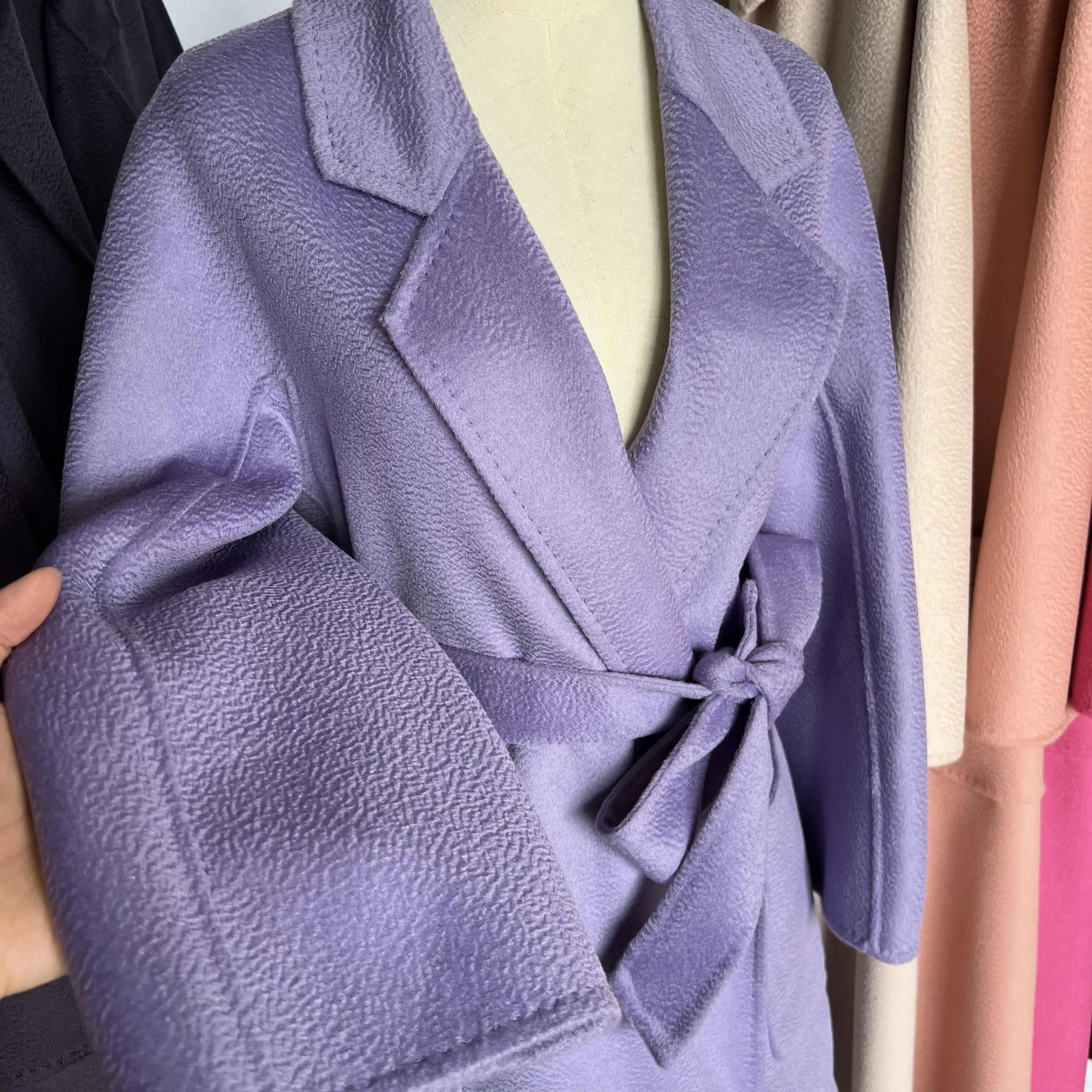 SPECIAL OFFER Cashmere Coat Female Winter Mid-Length Corrugated Coat Black Wool Coat Woman Autumn New Casual Fashion Beige Coat