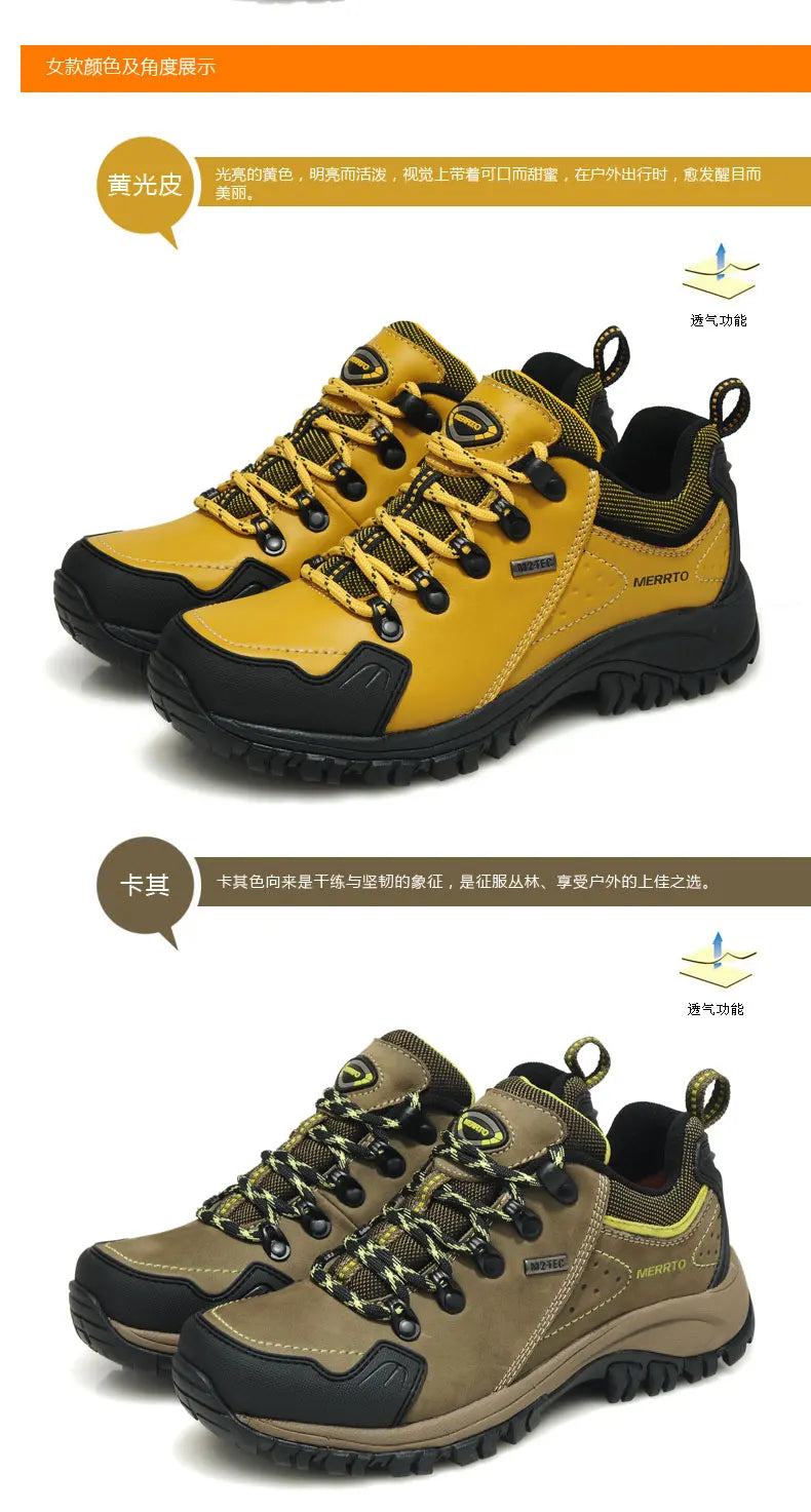 MERRTO Cowhide Outdoor Men Hiking Shoes Trekking Hunting women Tourism Mountain Breathable Climbing Sneakers Tactical boots