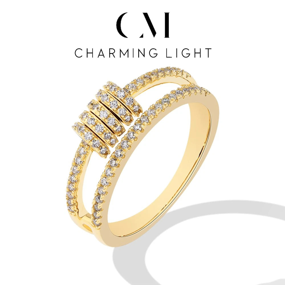 CHARMING Customize Full Moissanite Ring Brilliant Lab Diamond 925 Sterling Sliver Gold for Women Plated Wholesale Fine Jewelry