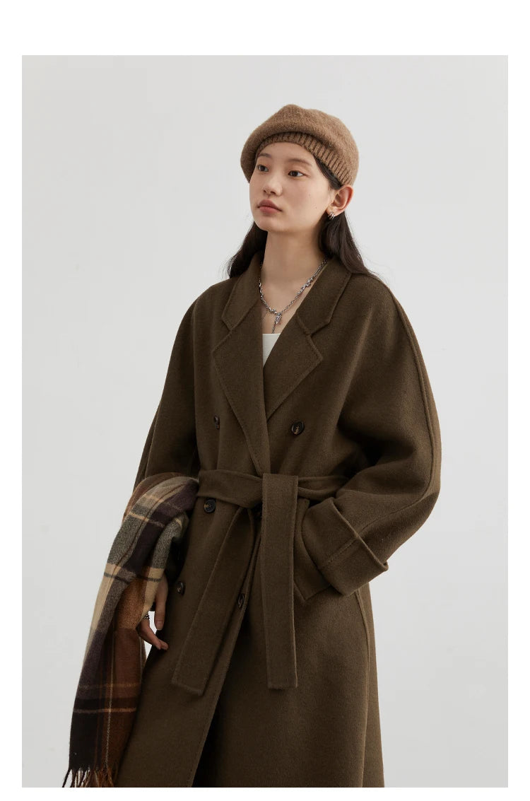 CHIC VEN Women Long Double-sided Woolen Coats Retro Loose Female Overcoat Double Breasted Ladies Windbreak Autumn Winter 2025