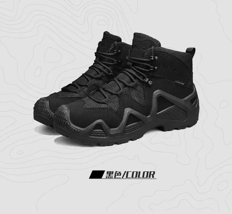 Men Tactical Boots with Straps for Combat Training Waterproof Straps Outdoor Hiking Breathable Shoes Multifunctional Motorcycle