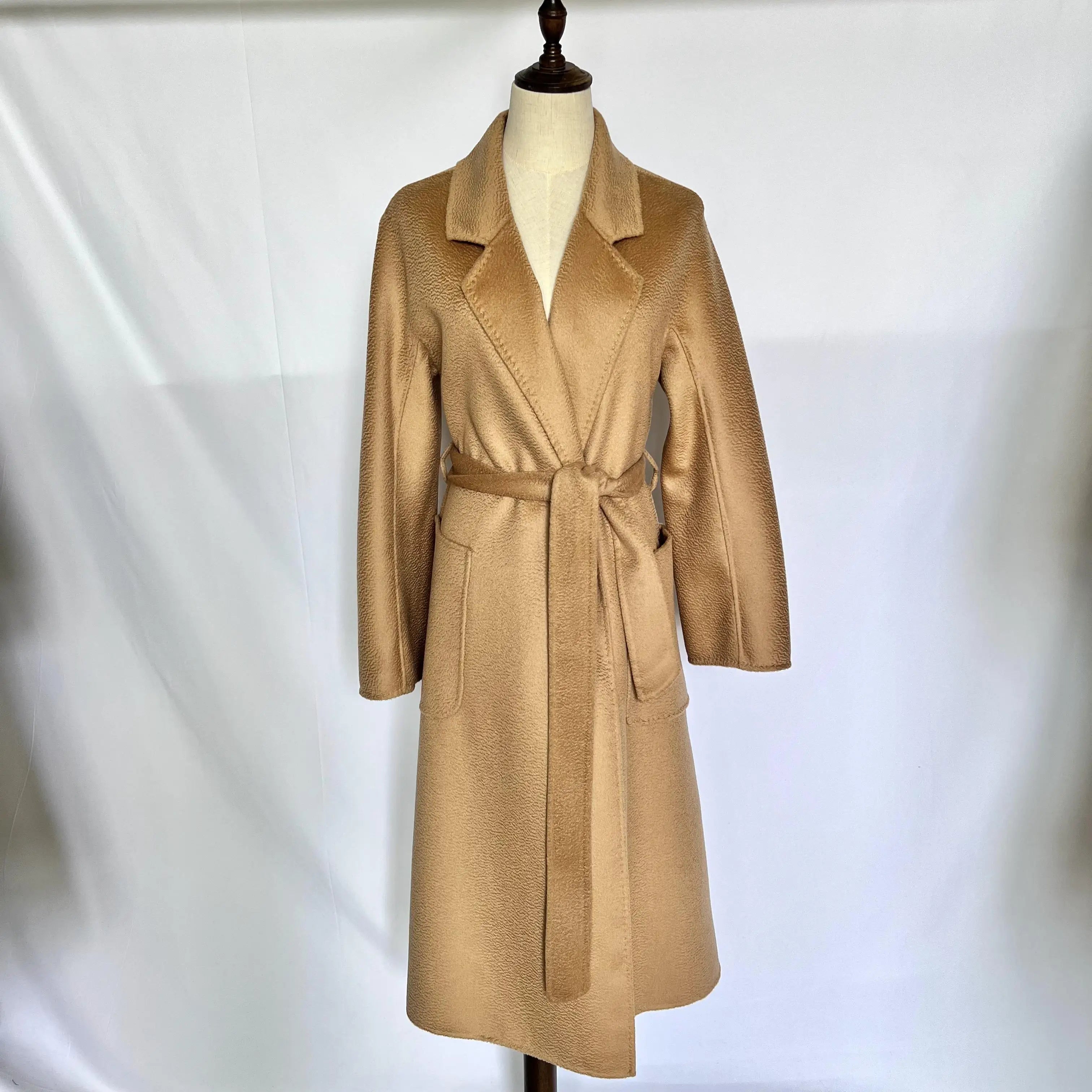 SPECIAL OFFER Cashmere Coat Female Winter Mid-Length Corrugated Coat Black Wool Coat Woman Autumn New Casual Fashion Beige Coat