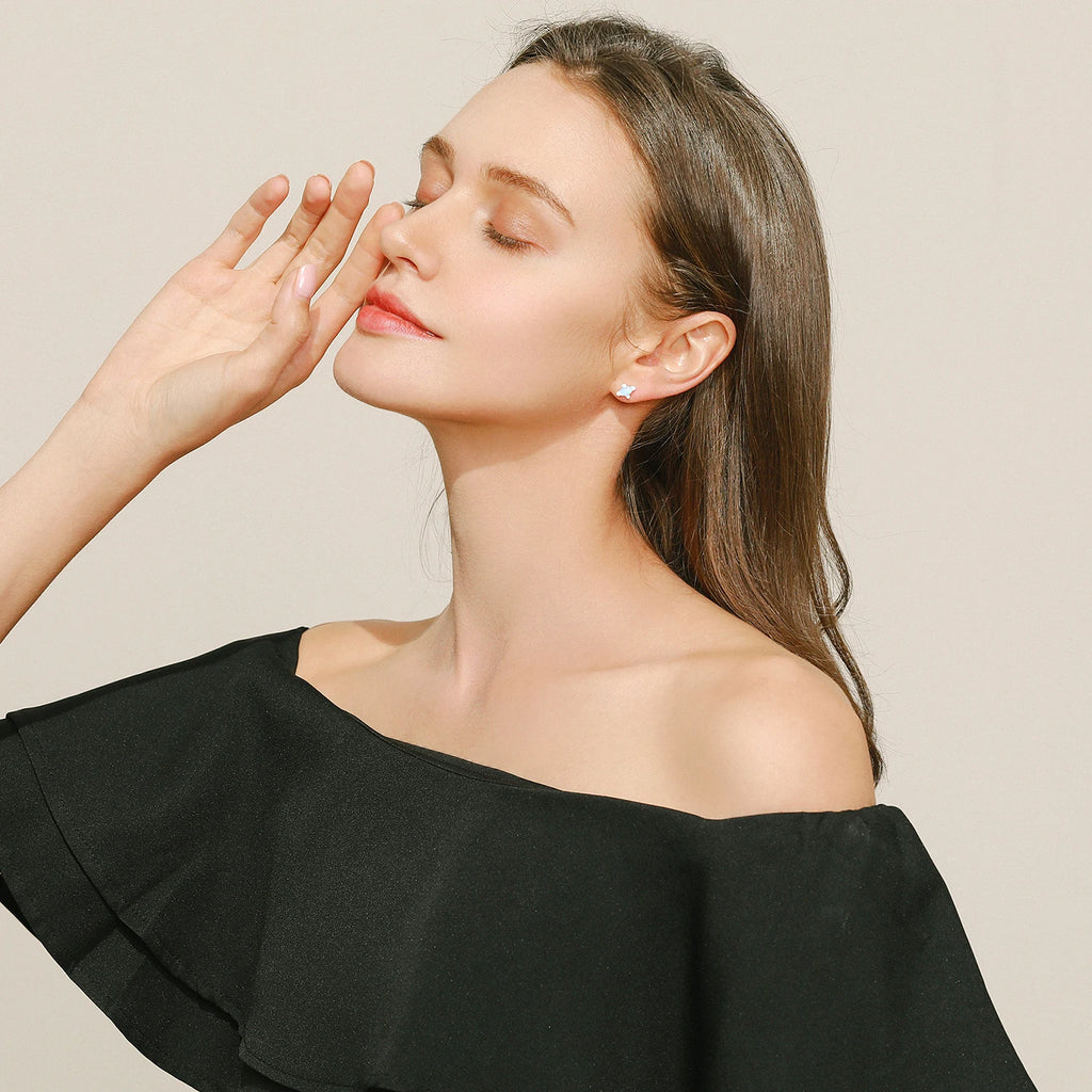 MODIAN Authentic 925 Sterling Silver Geometric Rectangle Natural Opal Jewelry Sets Rings Earrings For Women Wedding Jewelry