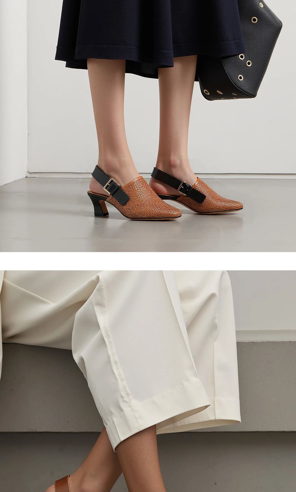 Luxury brand women's shoes summer sandals leather medium high heel hollow breathable temperament girls shoes 35-40 yards