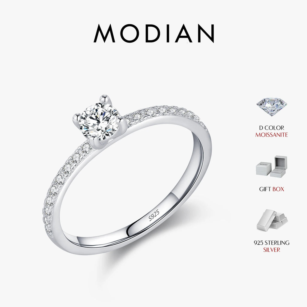 MODIAN D Color Moissanite Ring Delicate Square 925 Sterling Silver Lab Diamond Ring For Women Wedding Statement Jewelry