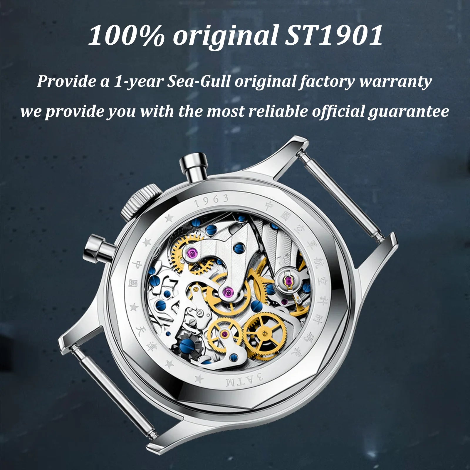 Seagull 1963 International Edition Men's Mechanical Watch Pilot Clock ST1901 Retro Chronograph Wristwatch Air Force Aviation New