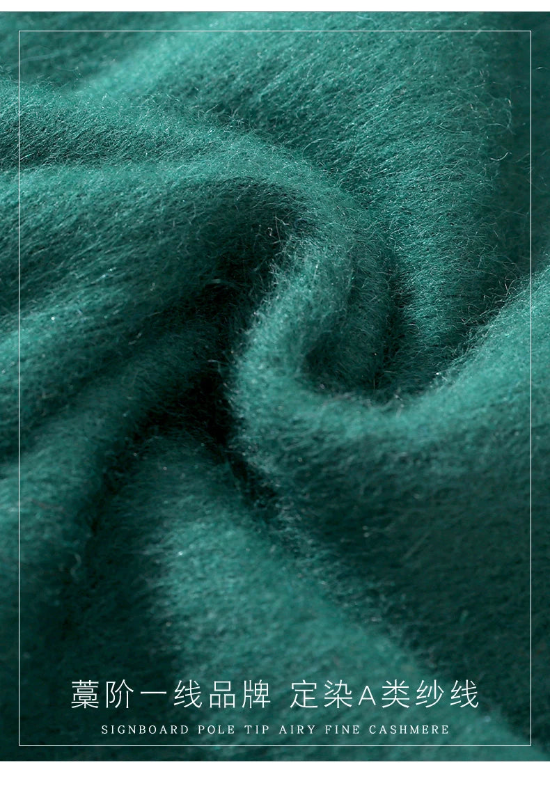 Autumn And Winter New 100% Mink Cashmere Sweater Ladies' High Lapel Solid Color Padded Pullover Wool Knitted Bottoming Shirt