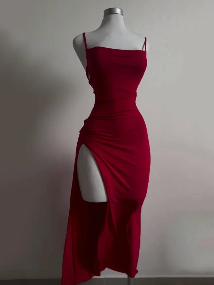 2025 explosive new dress summer high sensibility halter strap Spice Girl bag hip dress